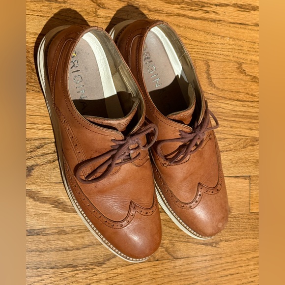 Cole Haan original grand wingtip EUC Oxford Woodbury Leather Ivory $190 11.5 - Picture 4 of 5